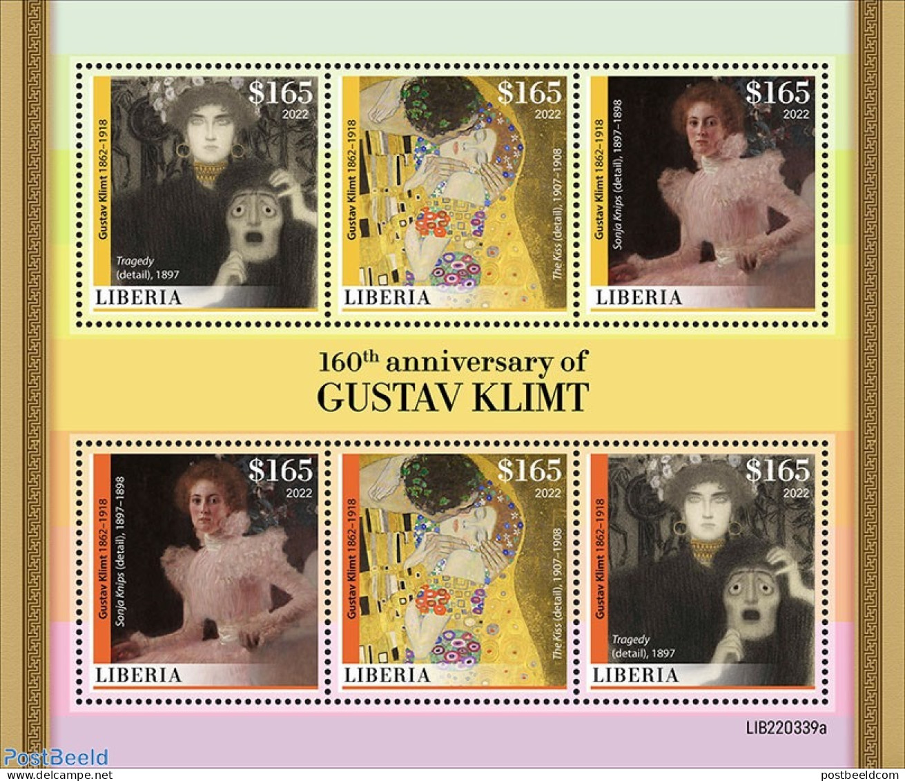 Liberia 2022 160th Anniversary Of Gustav Klimt, Mint NH, Art - Gustav Klimt - Paintings - Other & Unclassified