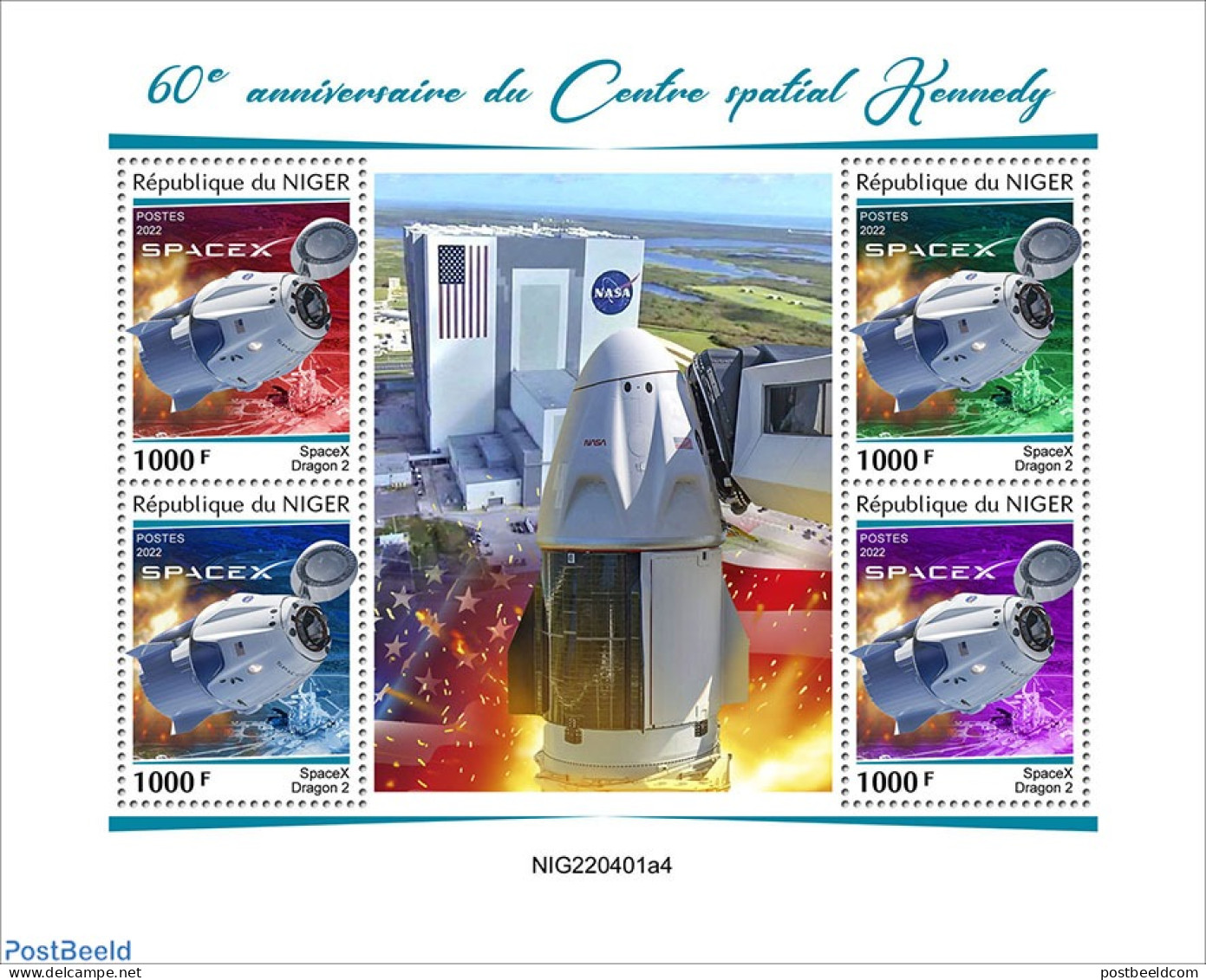 Niger 2022 60th Anniversary Of Kennedy Space Center, Mint NH, Transport - Space Exploration - Níger (1960-...)