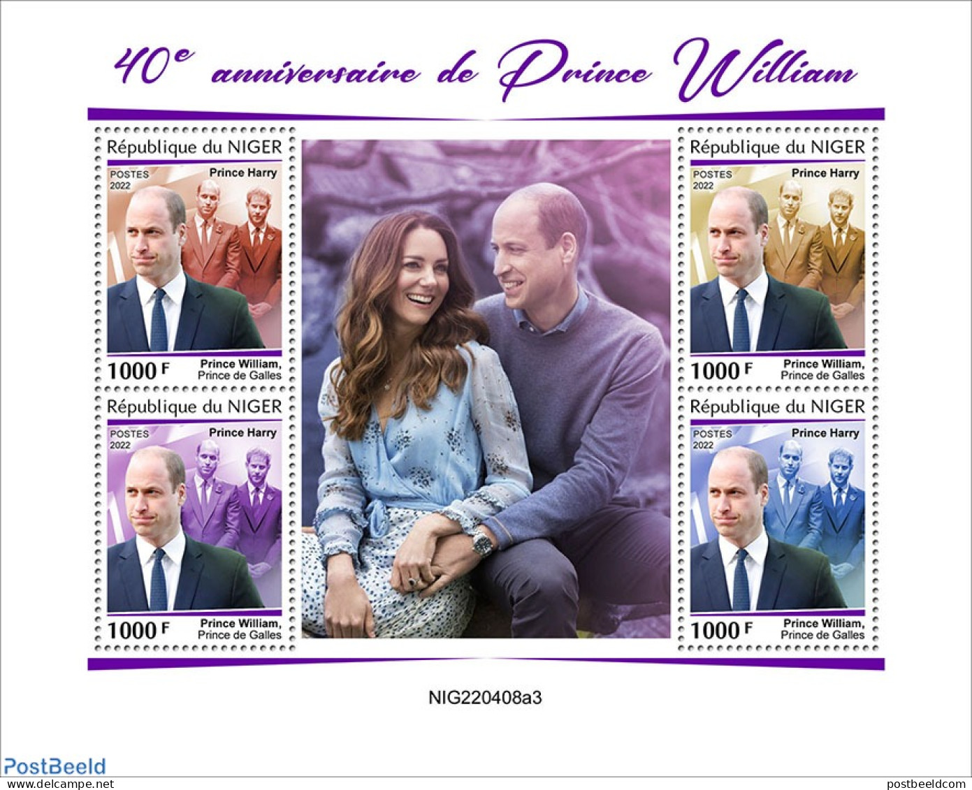 Niger 2022 40th Annversary Of Prince William, Mint NH, History - Kings & Queens (Royalty) - Königshäuser, Adel