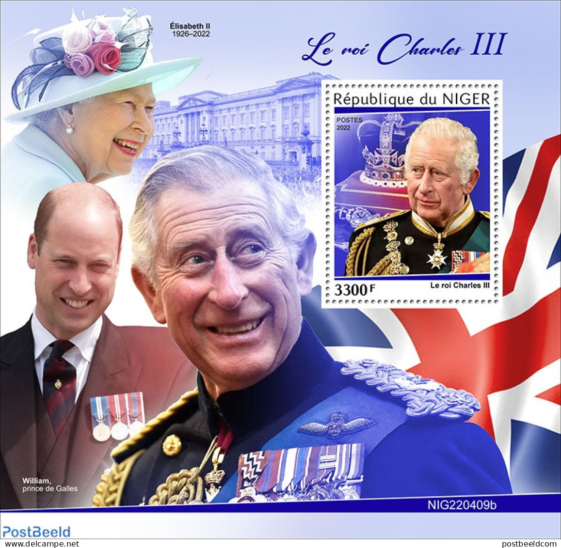 Niger 2022 King Charles III, Mint NH, History - Charles & Diana - Kings & Queens (Royalty) - Familles Royales