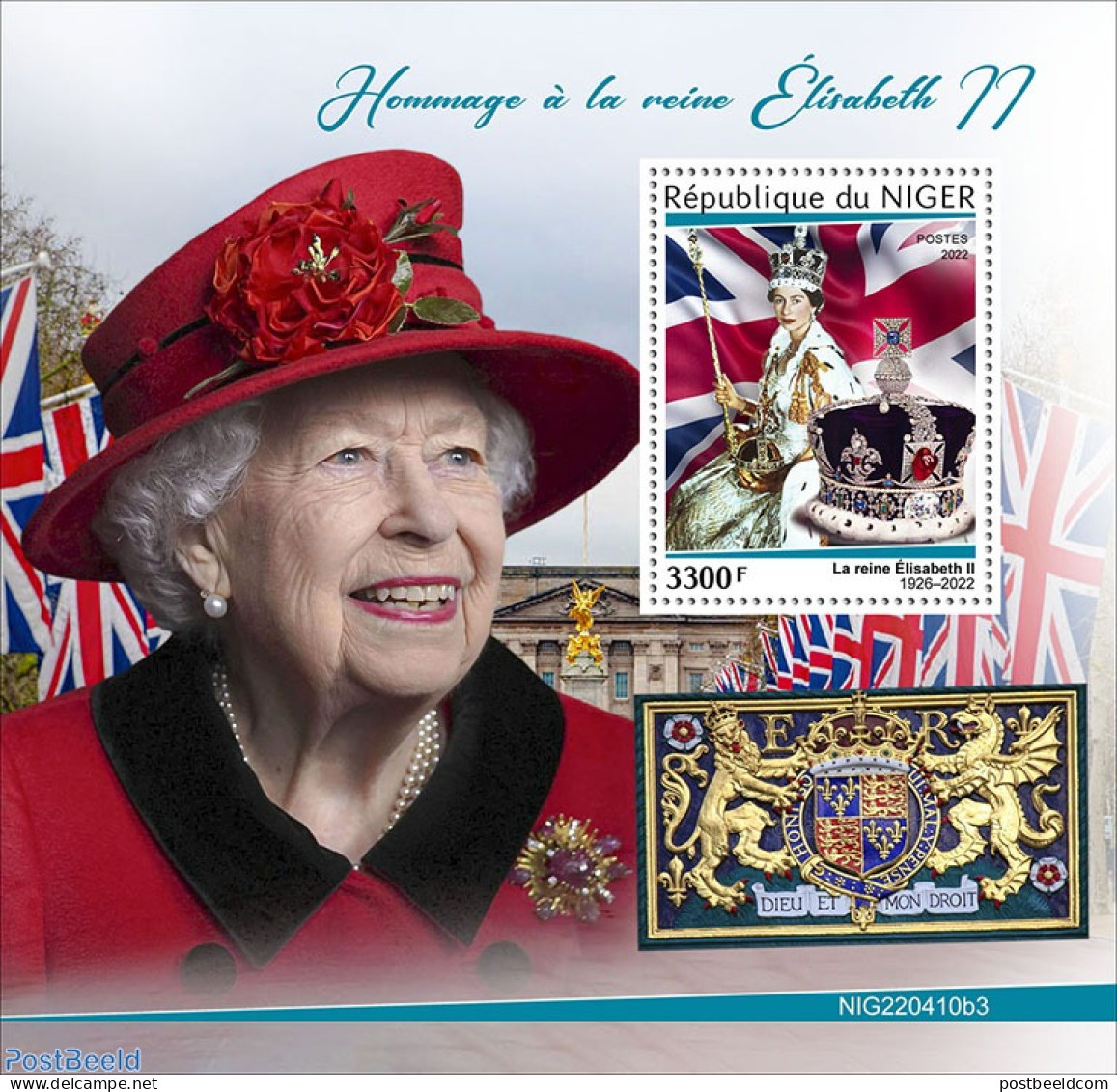 Niger 2022 Tribute To Queen Elizabeth II, Mint NH, History - Kings & Queens (Royalty) - Koniklijke Families