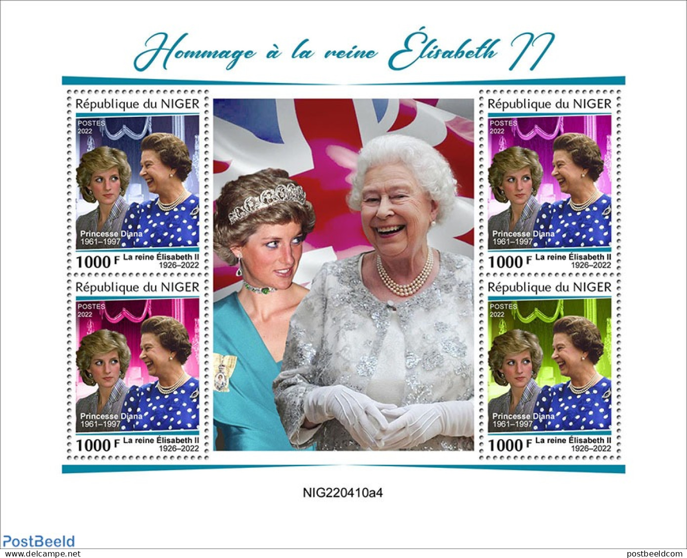 Niger 2022 Tribute To Queen Elizabeth II, Mint NH, History - Charles & Diana - Kings & Queens (Royalty) - Familias Reales