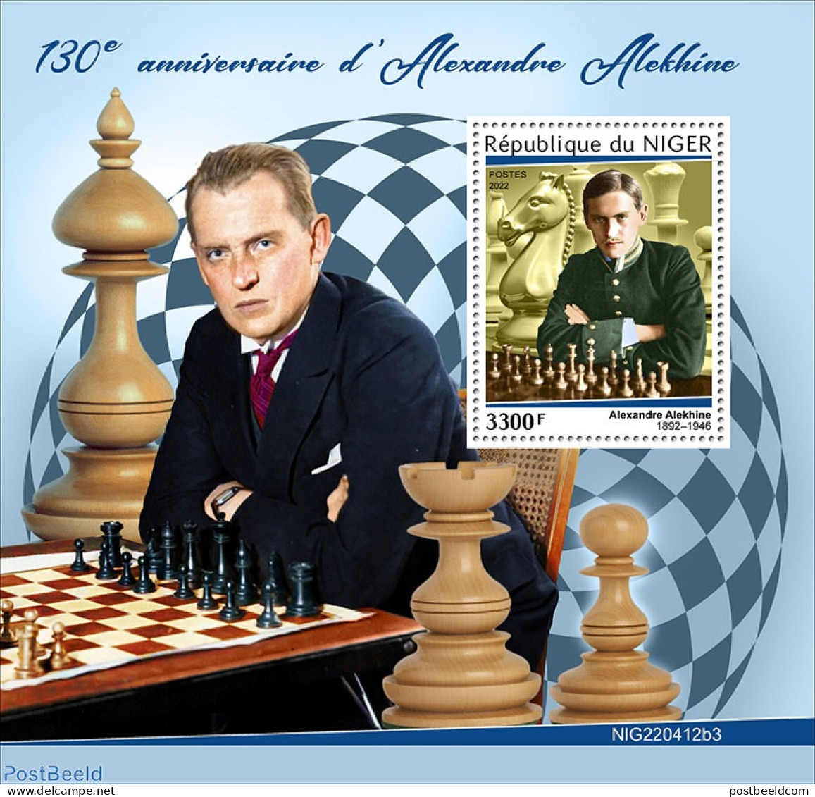 Niger 2022 130th Anniversary Of Alexander Alekhine, Mint NH, Sport - Chess - Ajedrez