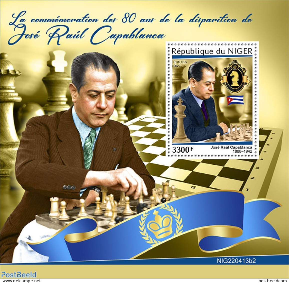 Niger 2022 80th Memorial Anniversary Of José Raúl Capablanca, Mint NH, Sport - Chess - Echecs