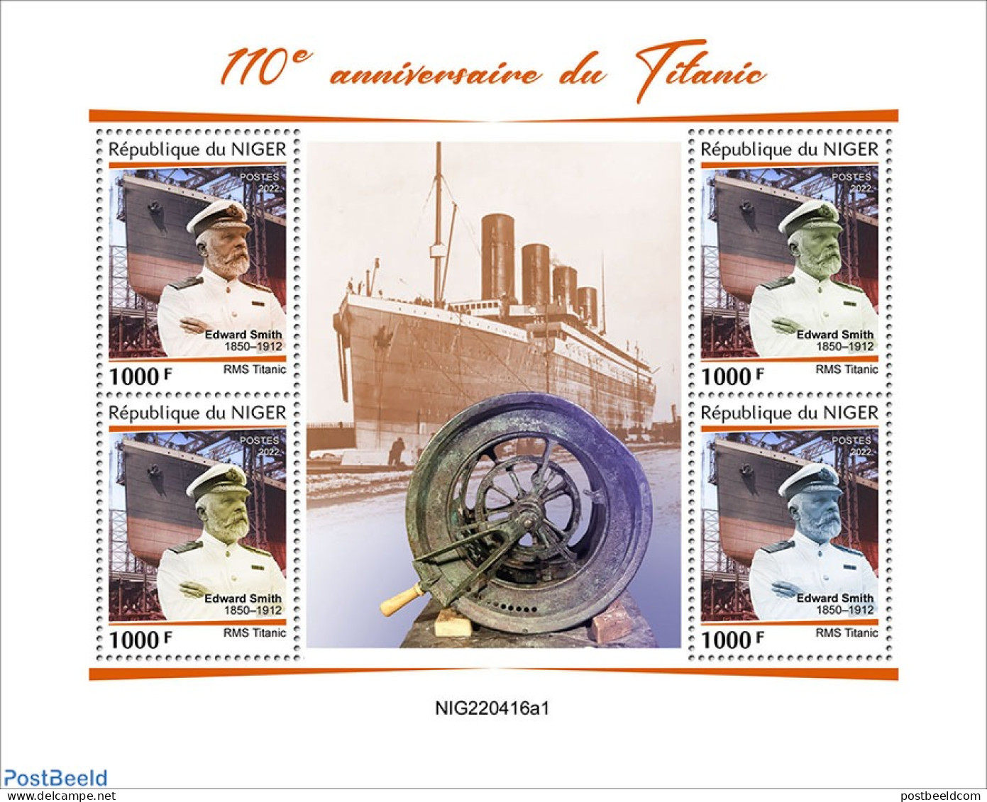 Niger 2022 110th Anniversary Of Titanic, Mint NH, Transport - Ships And Boats - Titanic - Ships