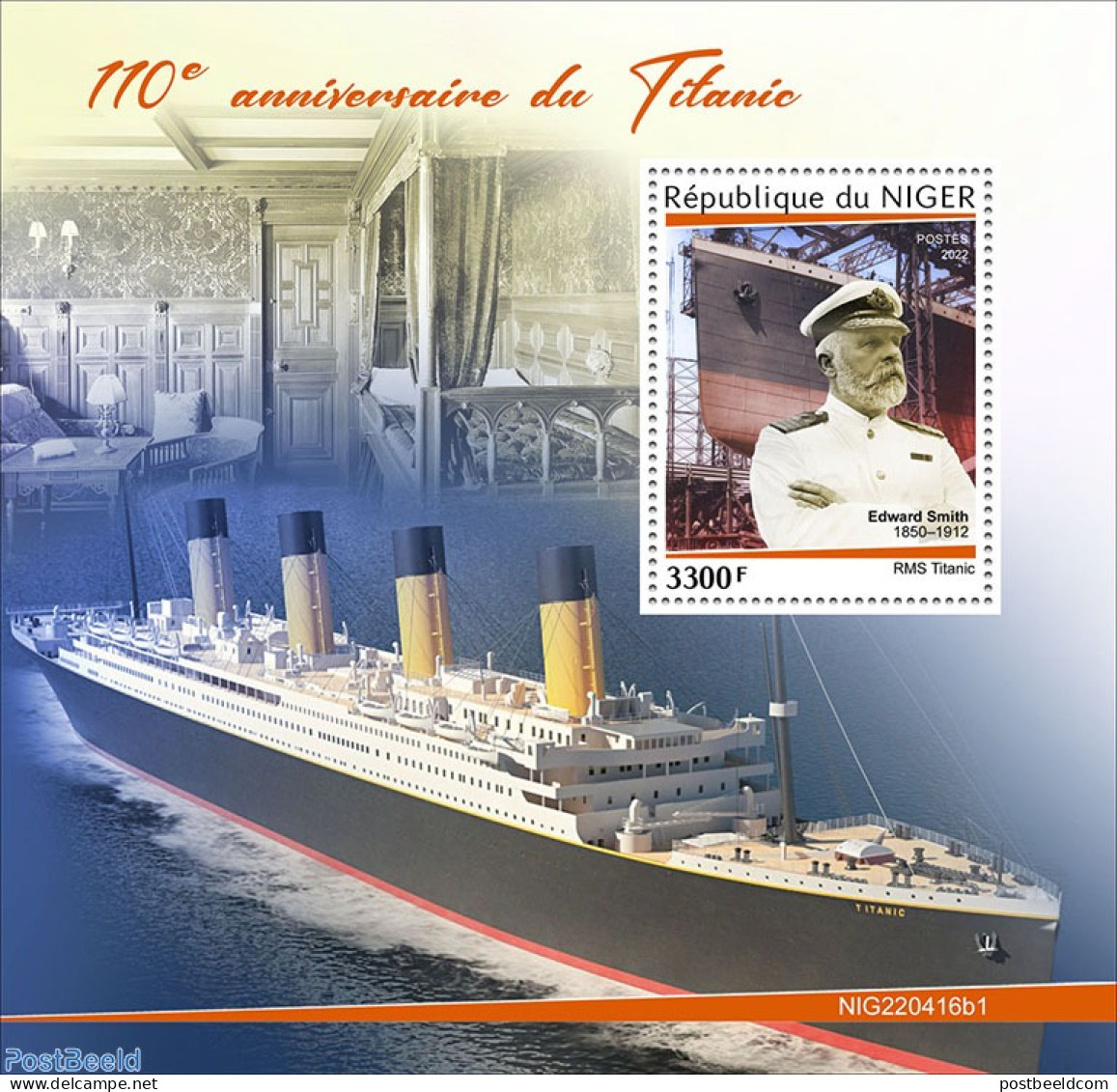 Niger 2022 110th Anniversary Of Titanic, Mint NH, Transport - Ships And Boats - Titanic - Bateaux