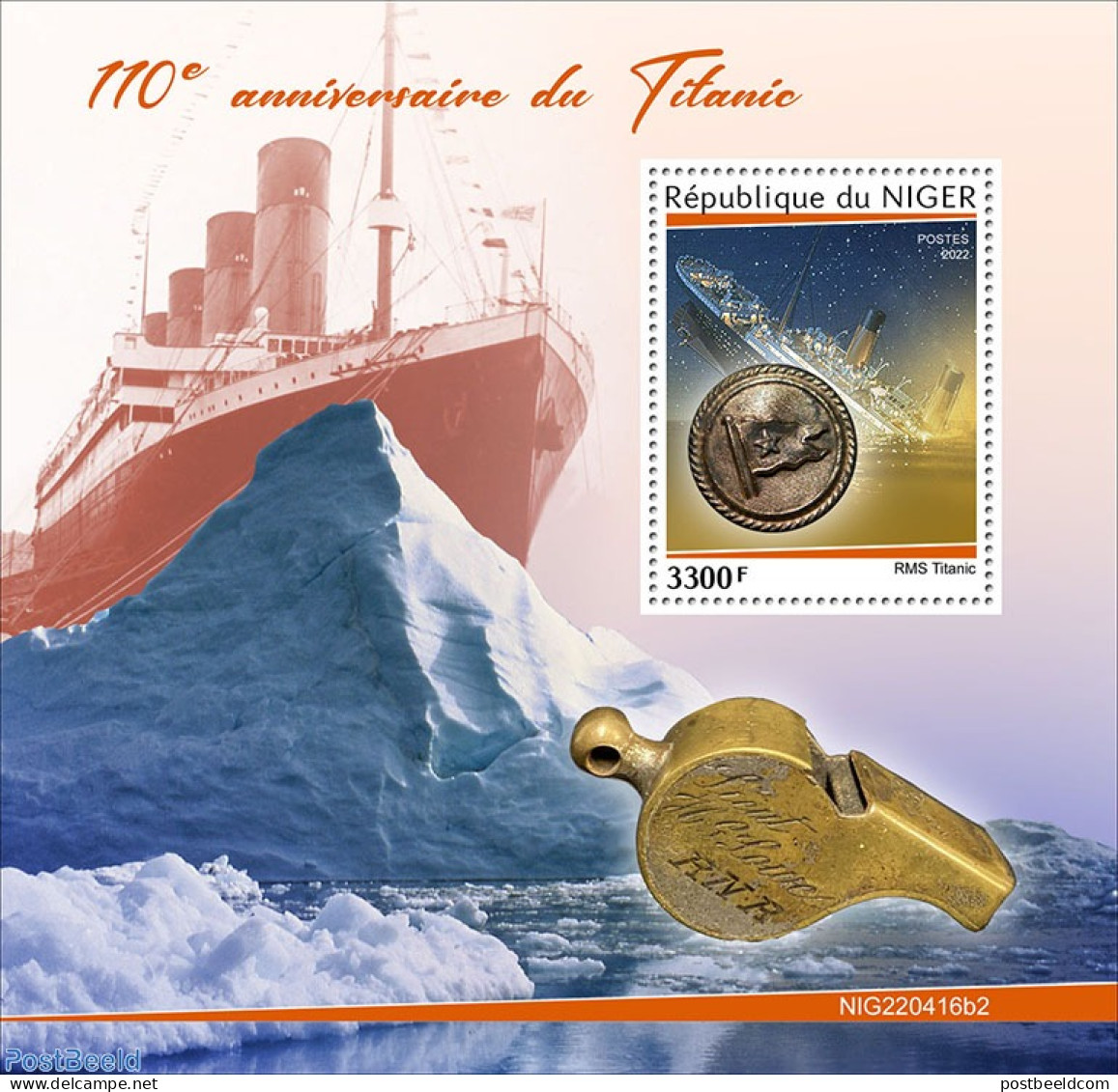 Niger 2022 110th Anniversary Of Titanic, Mint NH, Transport - Ships And Boats - Titanic - Bateaux