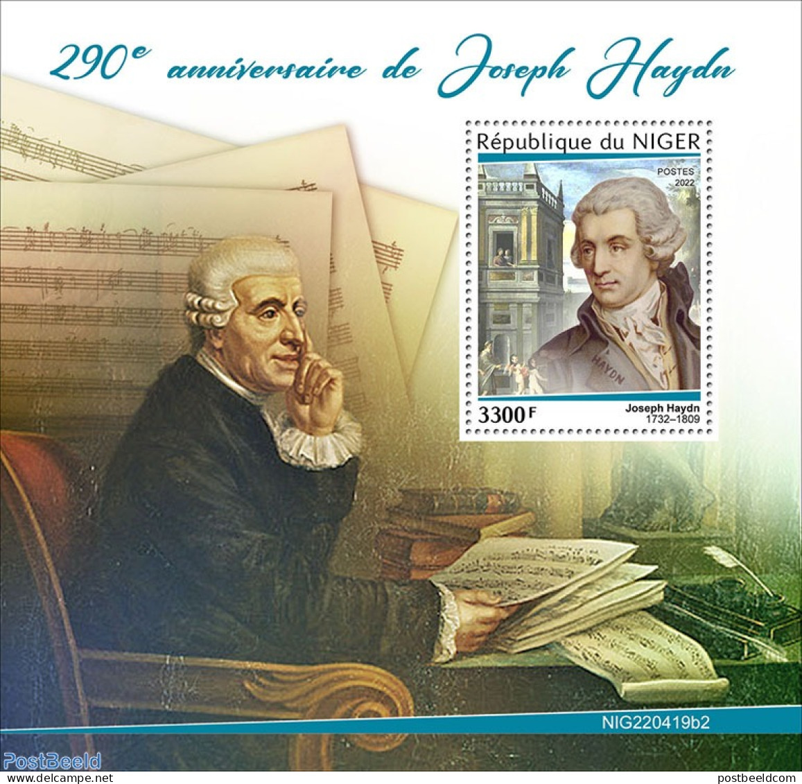 Niger 2022 290th Anniversary Of Joseph Haydn, Mint NH, Performance Art - Science - Music - Computers & IT - Musik