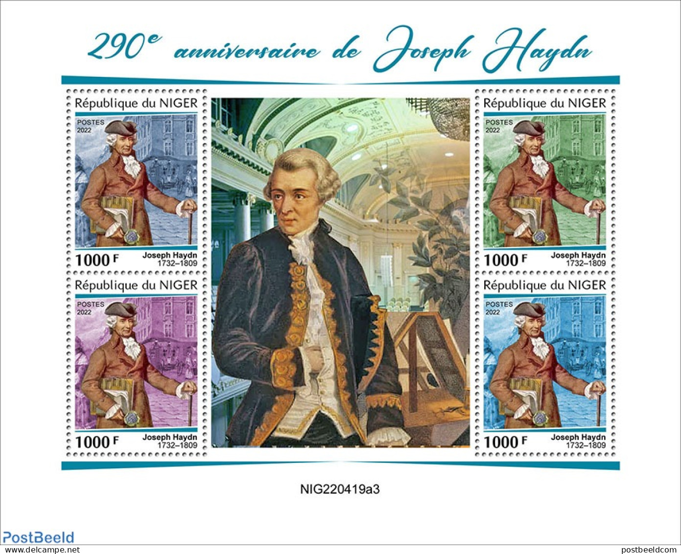Niger 2022 290th Anniversary Of Joseph Haydn, Mint NH, Performance Art - Science - Music - Computers & IT - Muziek