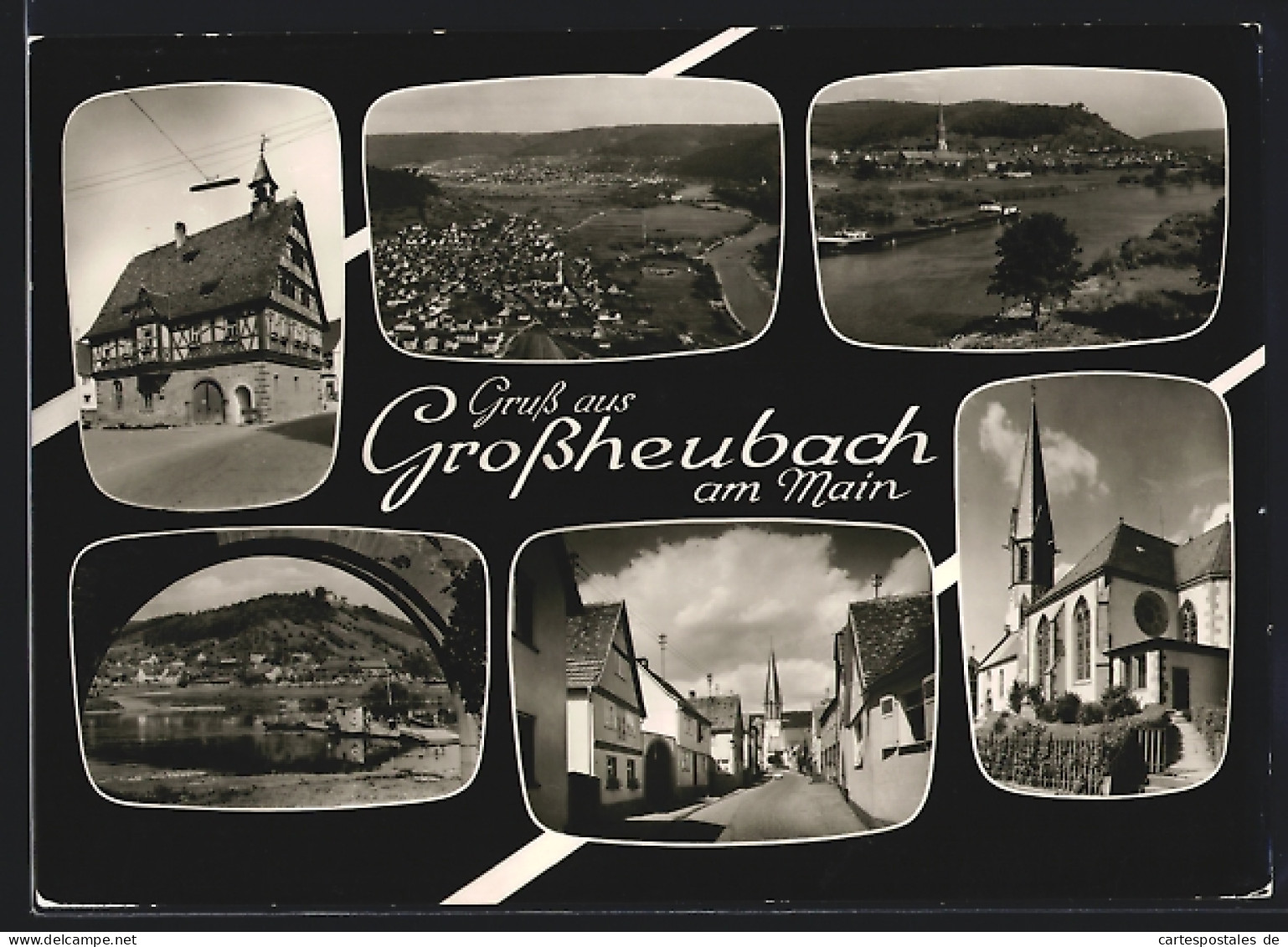 AK Grossheubach Am Main, Altes Fachwerkhaus, Brücke, Flusspartie, Kirche  - Other & Unclassified