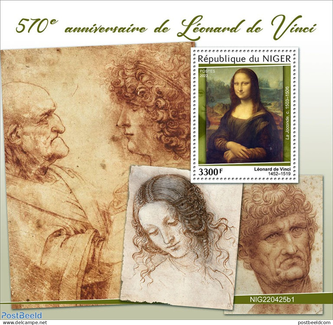 Niger 2022 570th Anniversary Of Leonardo Da Vinci, Mint NH, Art - Leonardo Da Vinci - Paintings - Níger (1960-...)