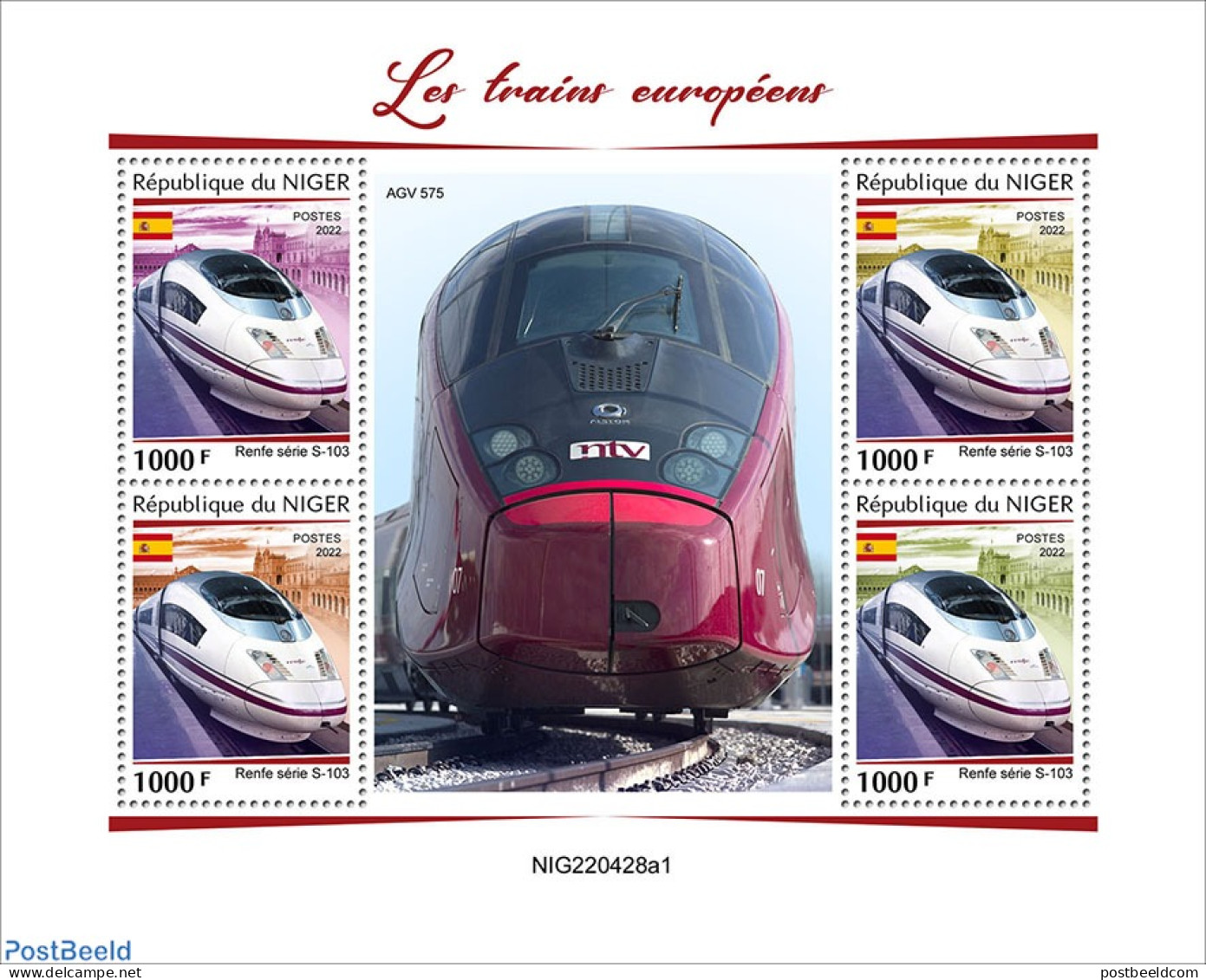 Niger 2022 European Trains, Mint NH, Transport - Railways - Treni