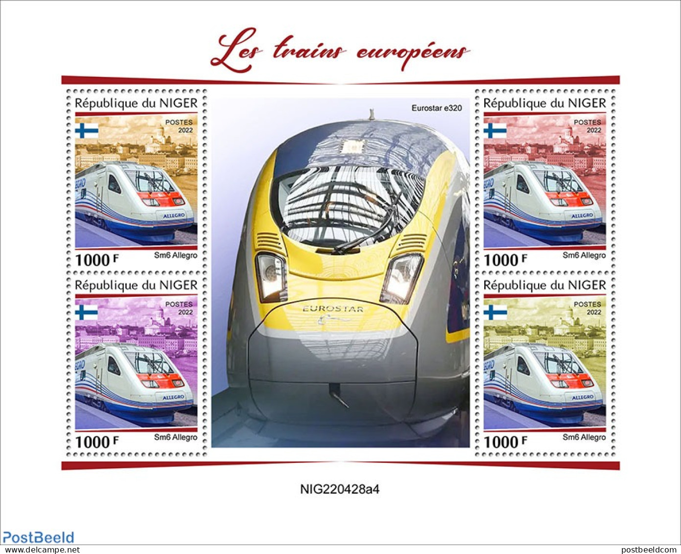 Niger 2022 European Trains, Mint NH, Transport - Railways - Eisenbahnen