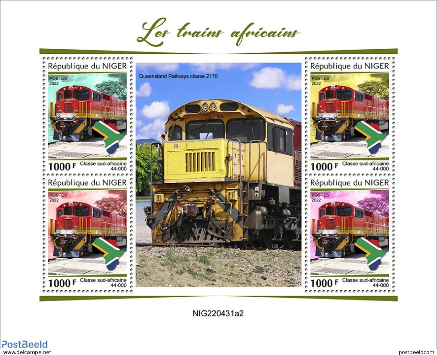 Niger 2022 African Trains, Mint NH, Transport - Railways - Treni