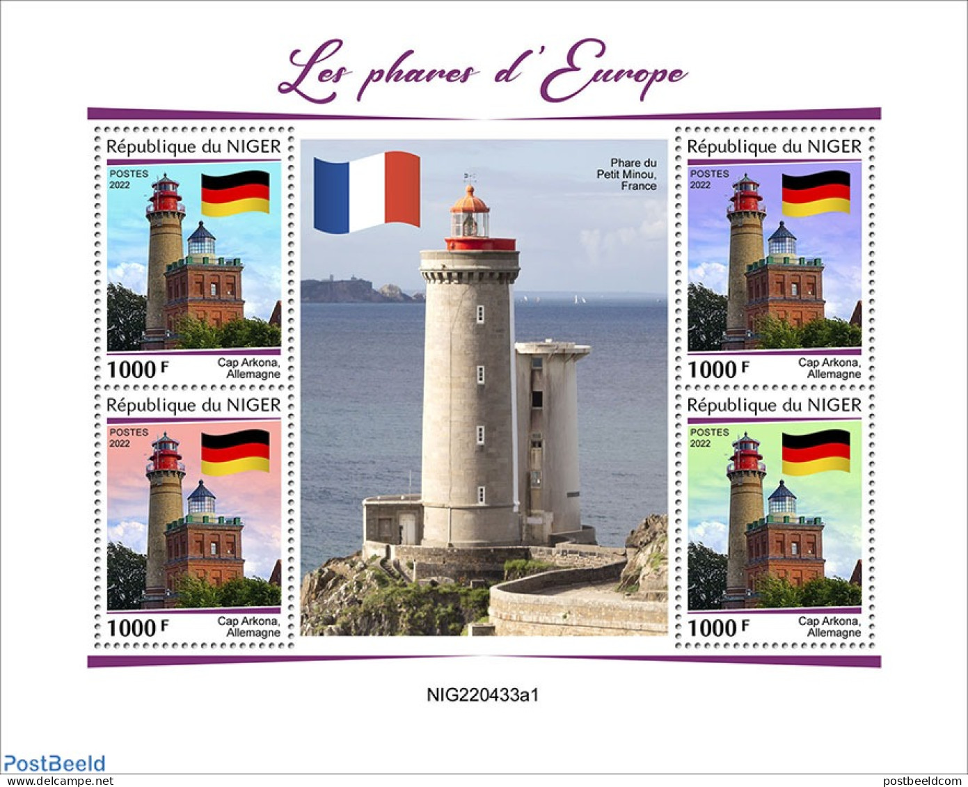 Niger 2022 Lighthouses Of Europe, Mint NH, History - Various - Flags - Lighthouses & Safety At Sea - Fari