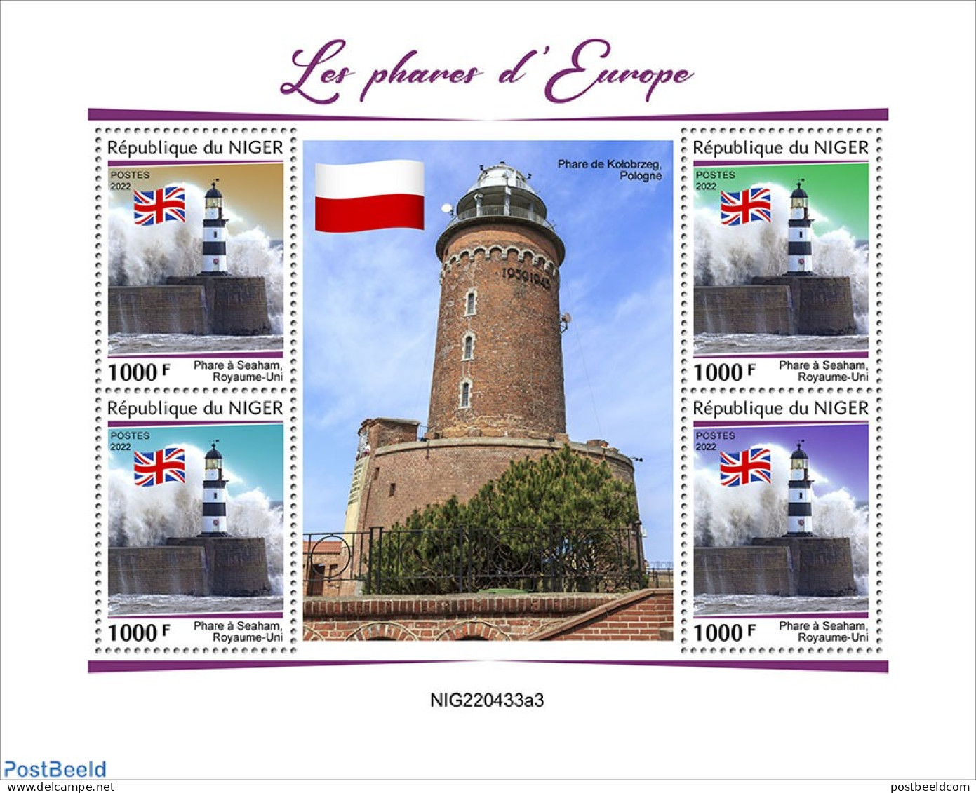 Niger 2022 Lighthouses Of Europe, Mint NH, Various - Lighthouses & Safety At Sea - Leuchttürme