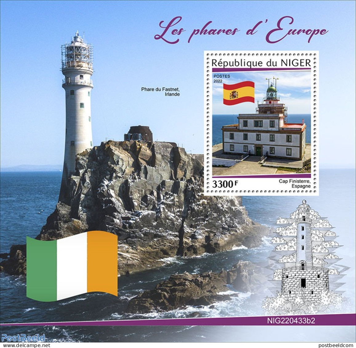 Niger 2022 Lighthouses Of Europe, Mint NH, Various - Lighthouses & Safety At Sea - Phares