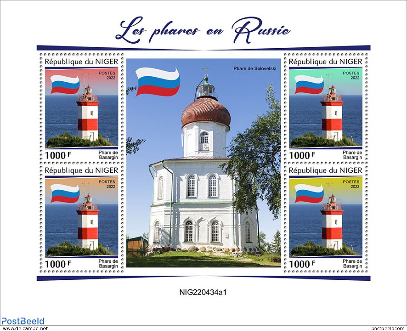 Niger 2022 Lighthouses Of Russia, Mint NH, History - Various - Flags - Lighthouses & Safety At Sea - Phares