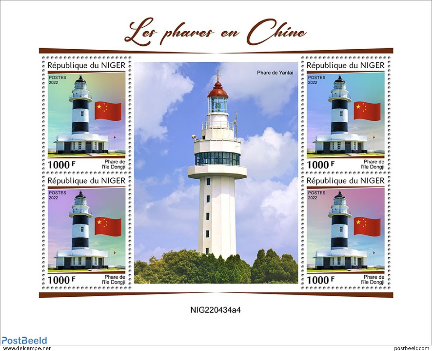 Niger 2022 Lighthouses In China, Mint NH, History - Various - Flags - Lighthouses & Safety At Sea - Leuchttürme