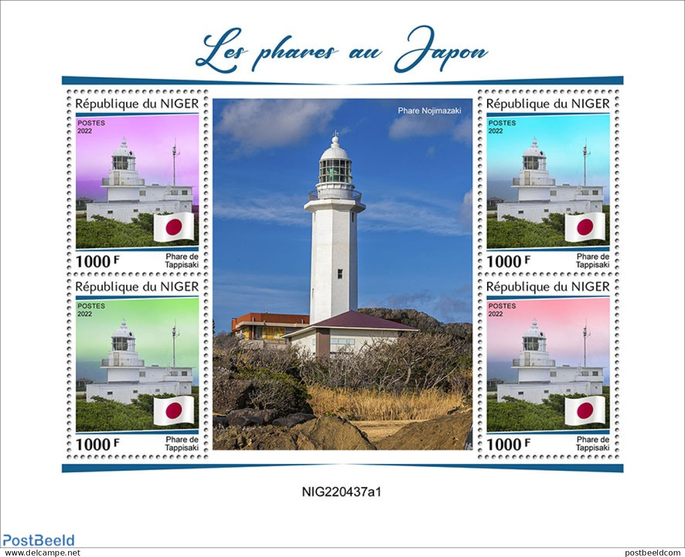 Niger 2022 Lighthouses In Japan, Mint NH, History - Various - Flags - Lighthouses & Safety At Sea - Faros