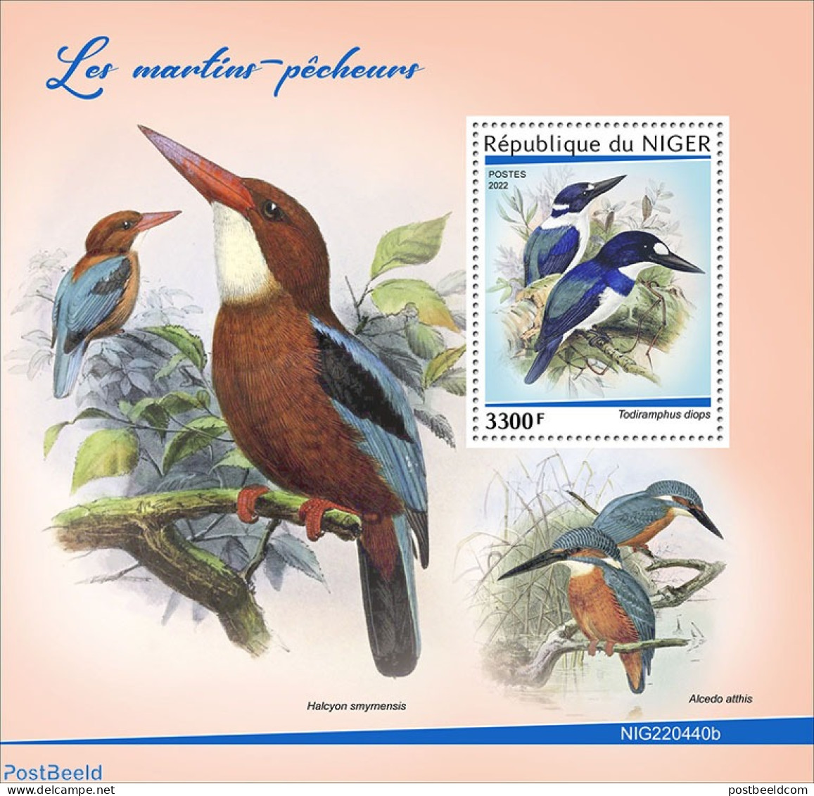 Niger 2022 Kingfishers, Mint NH, Nature - Kingfishers - Níger (1960-...)