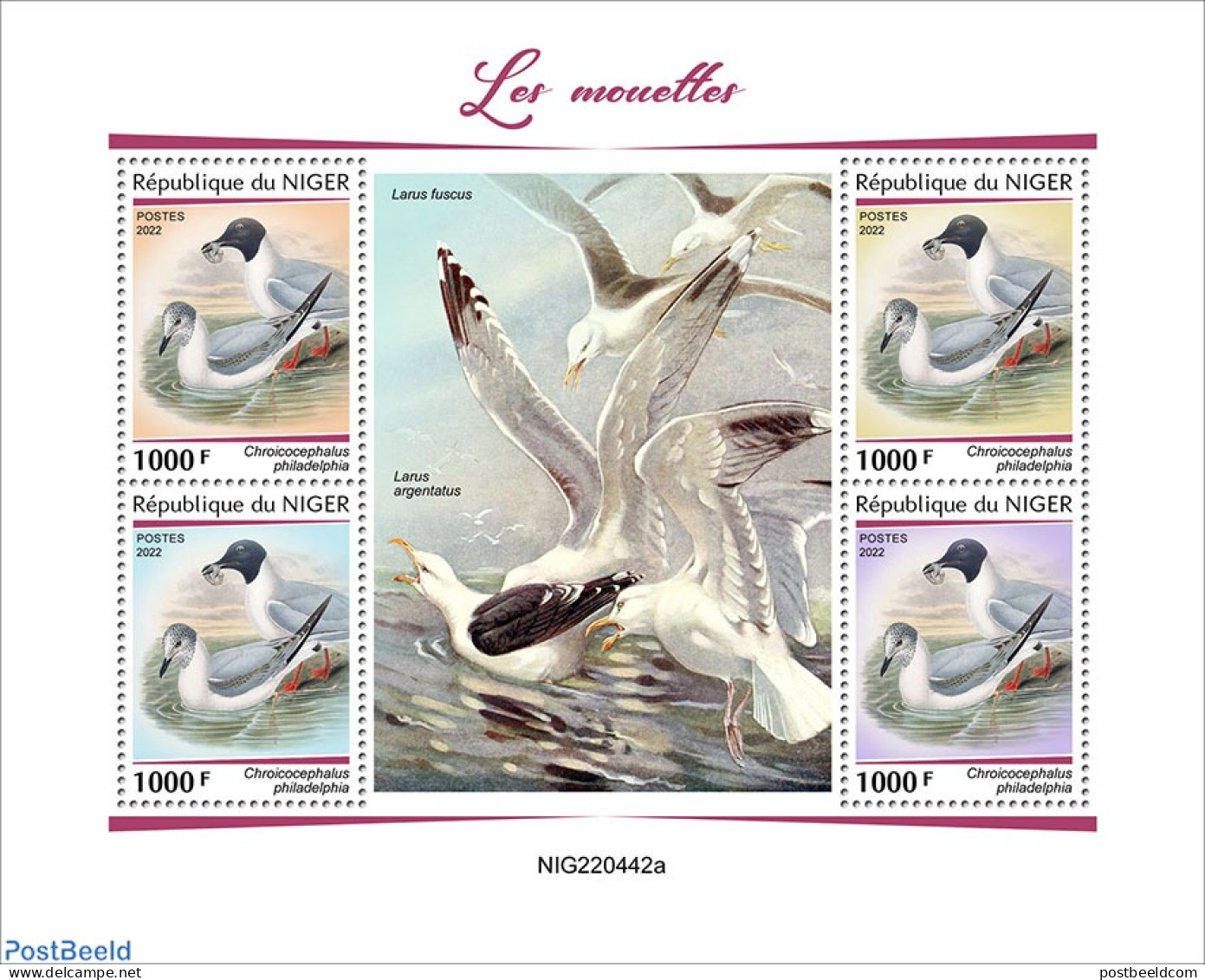 Niger 2022 Seagulls, Mint NH, Nature - Birds - Niger (1960-...)