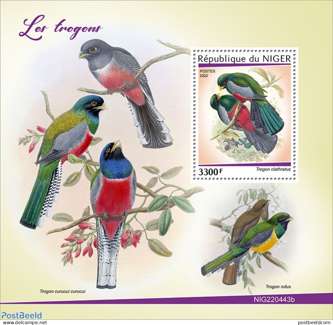 Niger 2022 Trogons, Mint NH, Nature - Birds - Niger (1960-...)