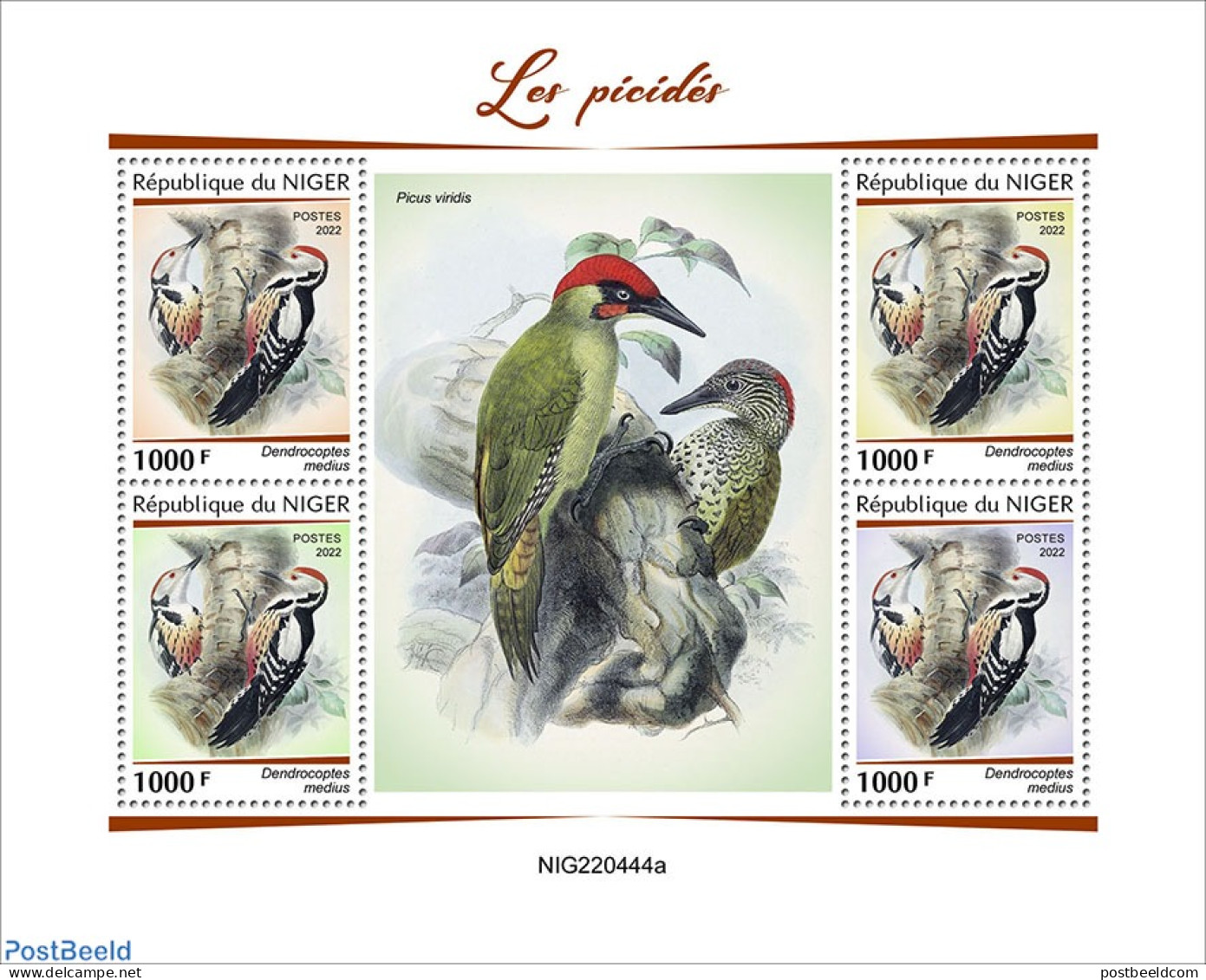 Niger 2022 Woodpeckers, Mint NH, Nature - Birds - Woodpeckers - Níger (1960-...)