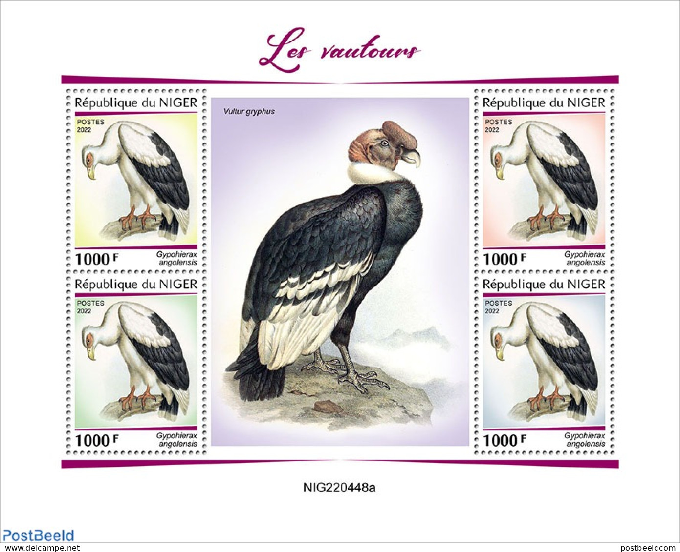 Niger 2022 Vultures, Mint NH, Nature - Birds Of Prey - Níger (1960-...)