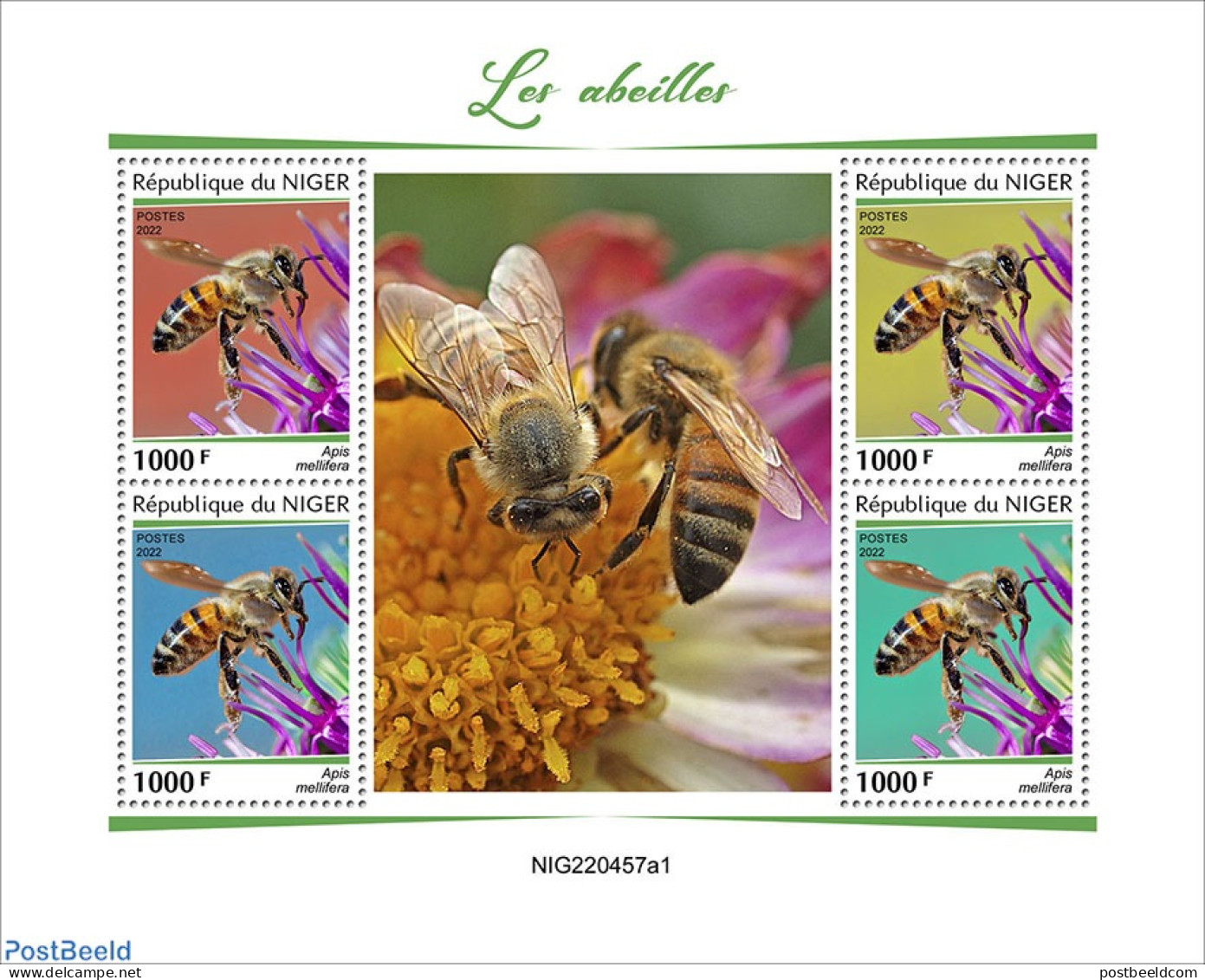 Niger 2022 Bees, Mint NH, Nature - Bees - Flowers & Plants - Níger (1960-...)