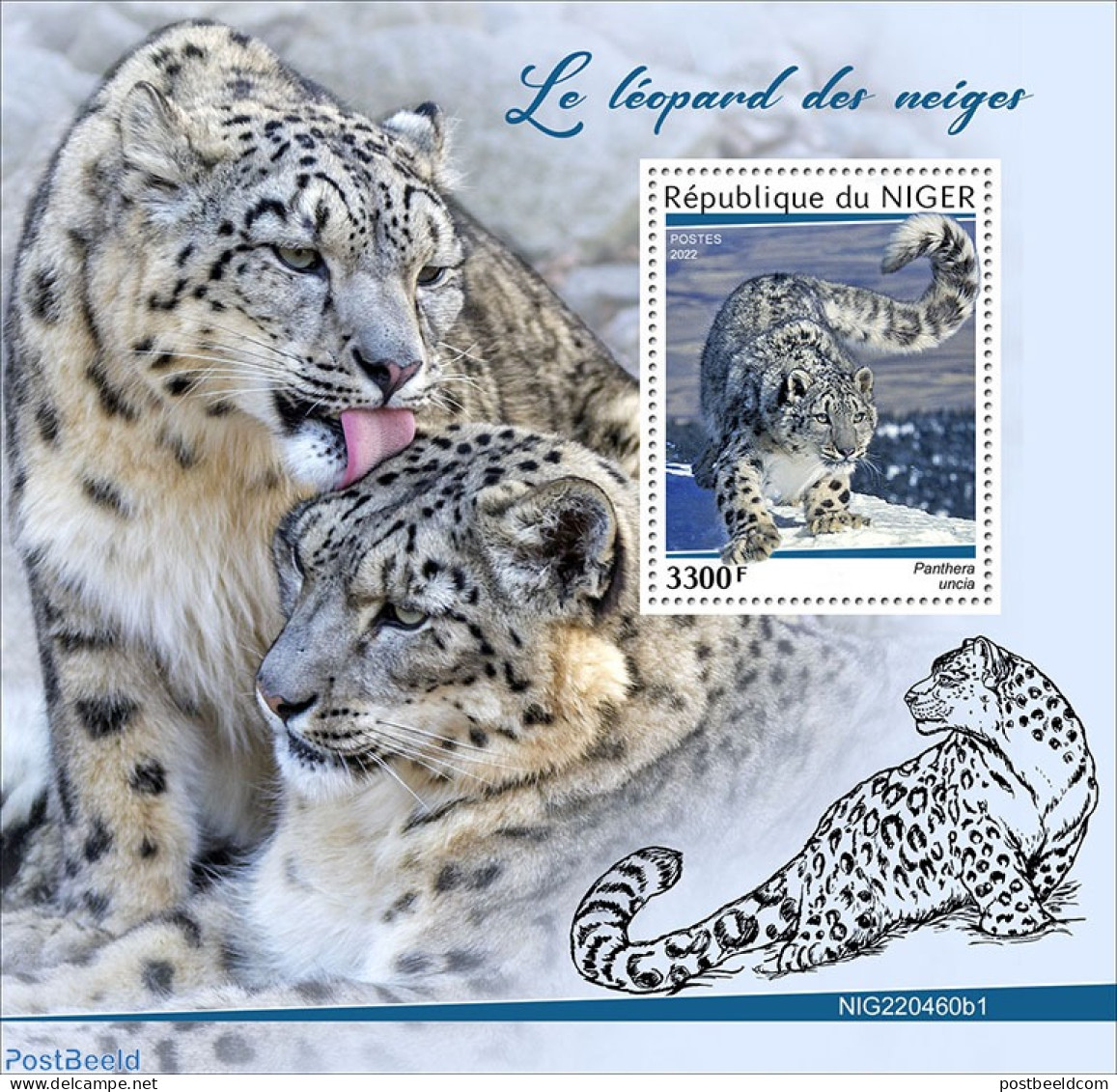 Niger 2022 Snow Leopards, Mint NH, Nature - Cat Family - Niger (1960-...)