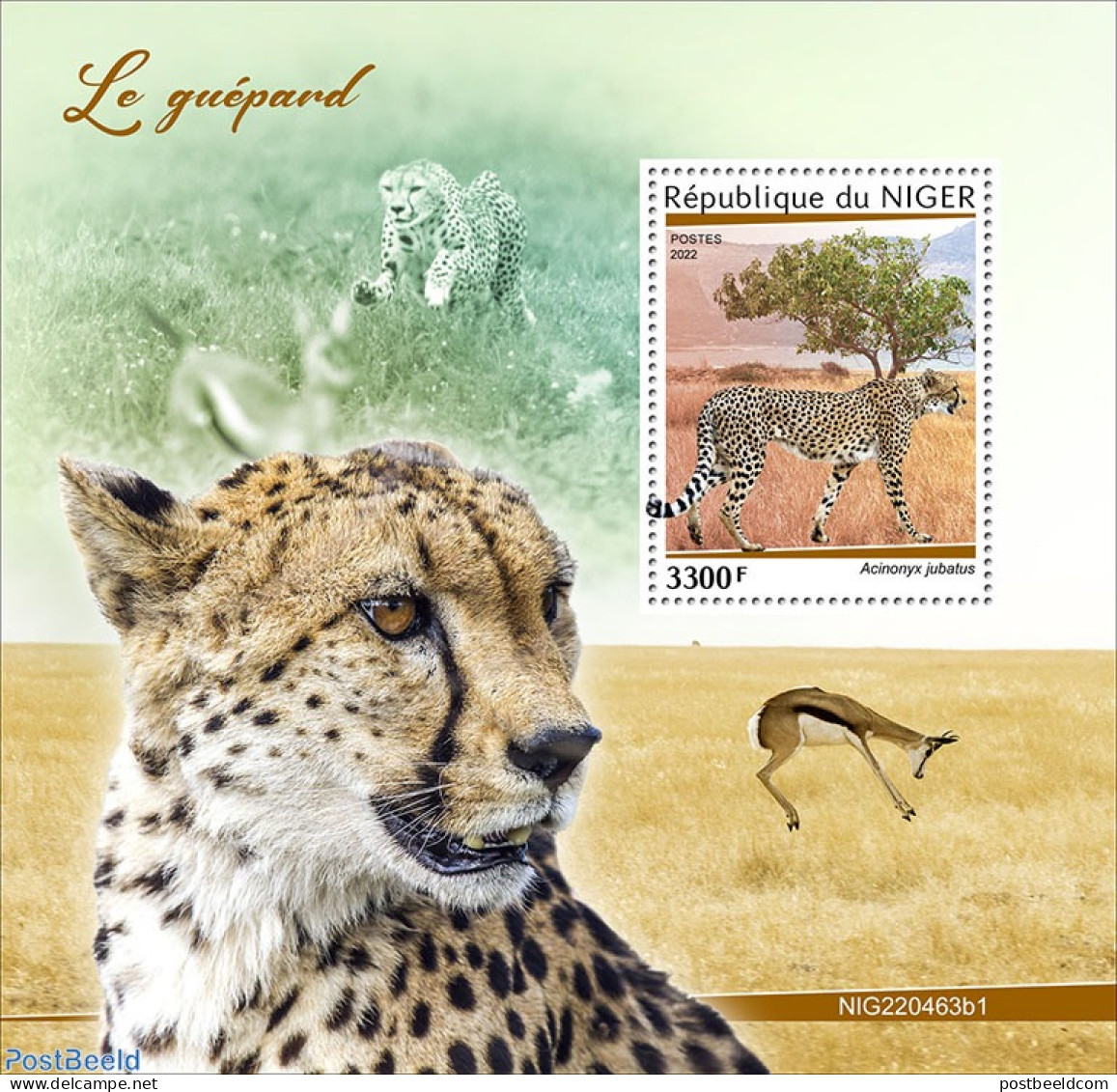 Niger 2022 Cheetah, Mint NH, Nature - Cat Family - Niger (1960-...)