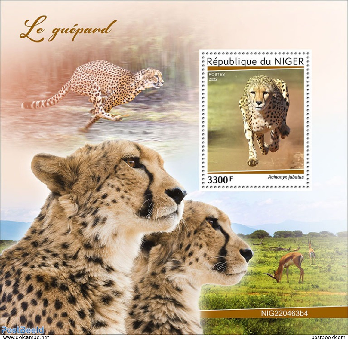 Niger 2022 Cheetah, Mint NH, Nature - Cat Family - Niger (1960-...)