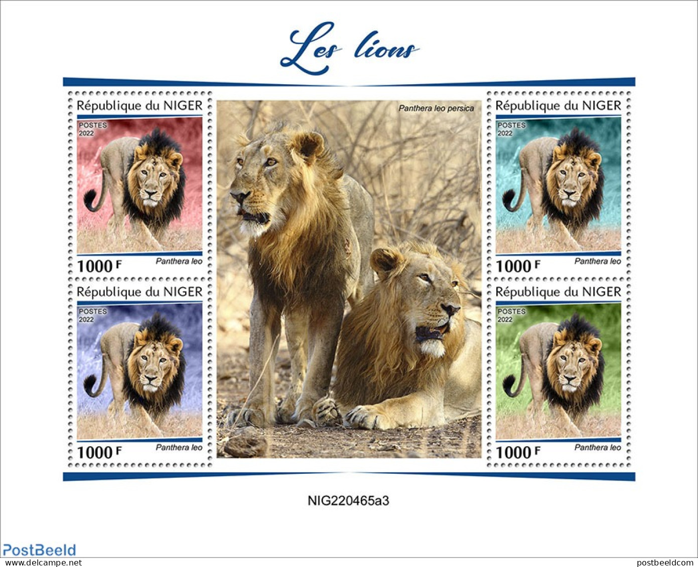 Niger 2022 Lions, Mint NH, Nature - Cat Family - Níger (1960-...)