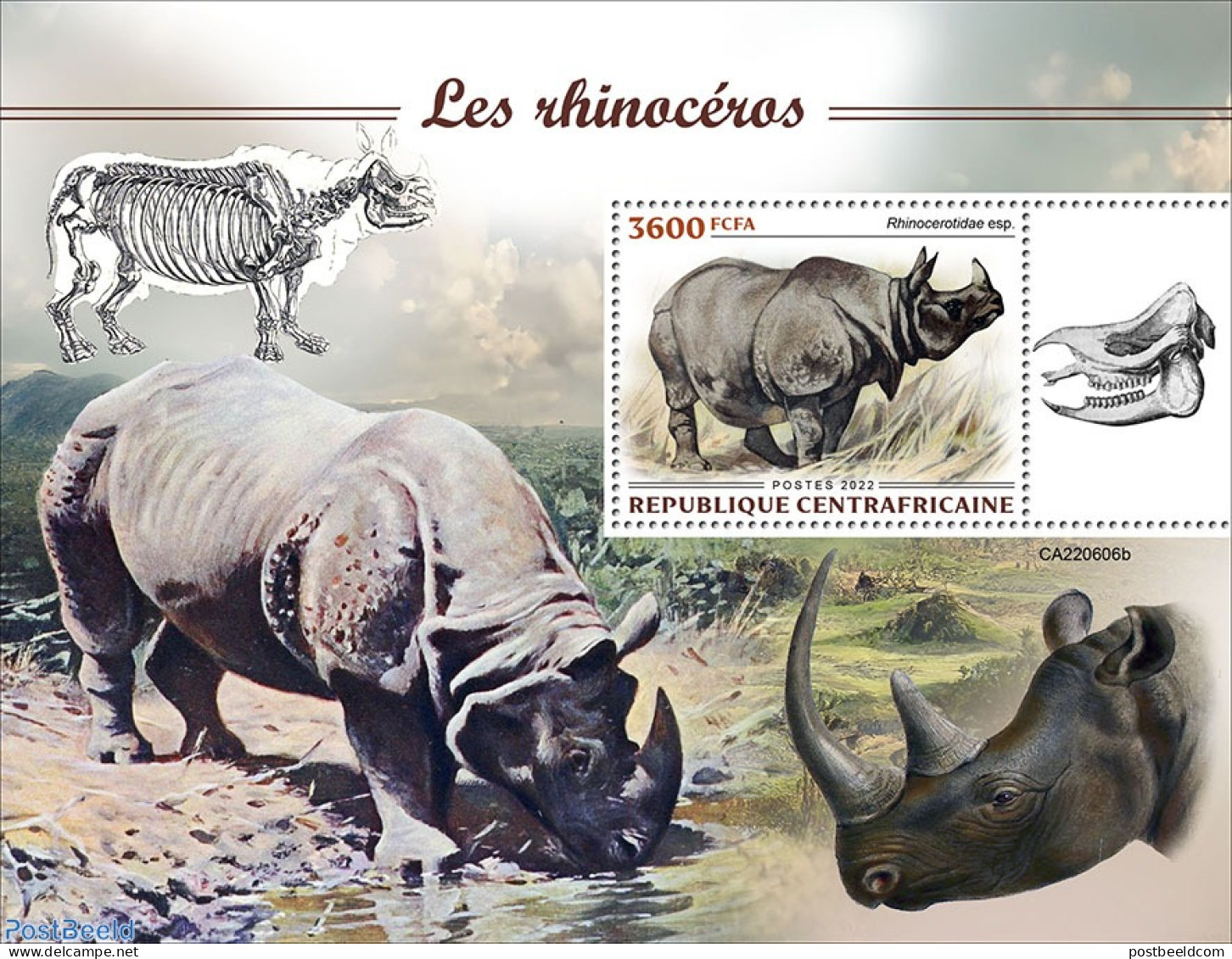 Central Africa 2022 Rhinos, Mint NH, Nature - Rhinoceros - Zentralafrik. Republik