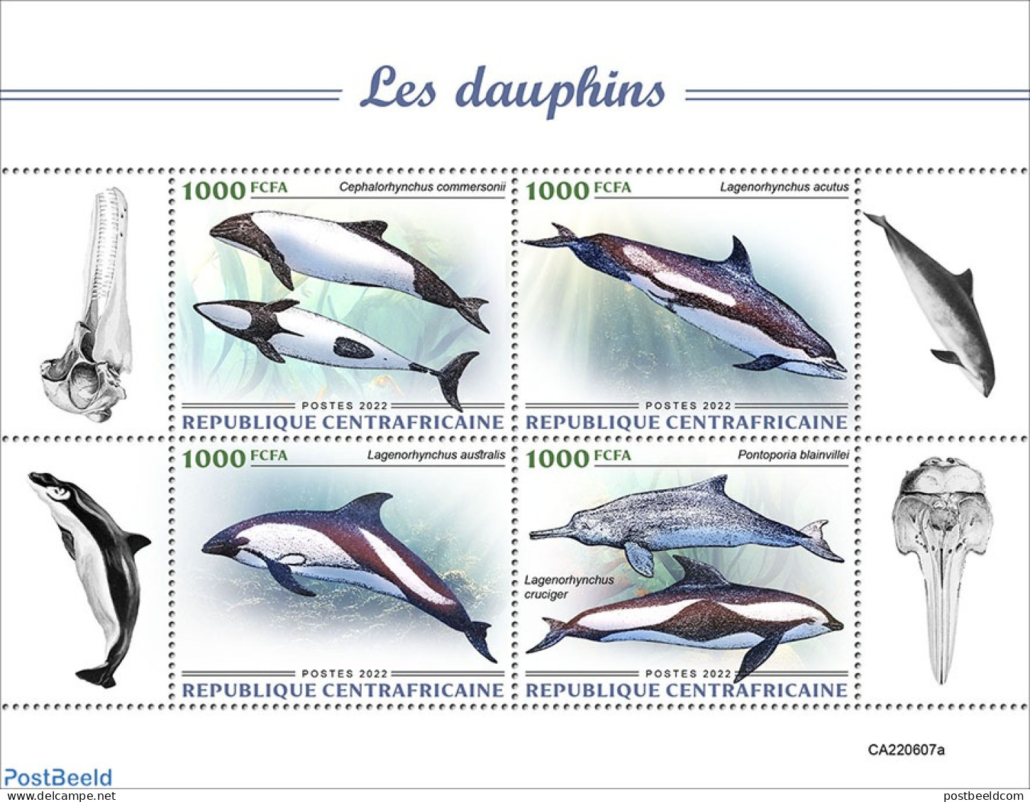 Central Africa 2022 Dolphins, Mint NH, Nature - Sea Mammals - Zentralafrik. Republik