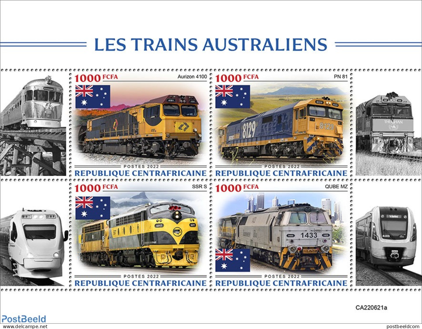 Central Africa 2022 Australian Trains, Mint NH, Transport - Railways - Treni