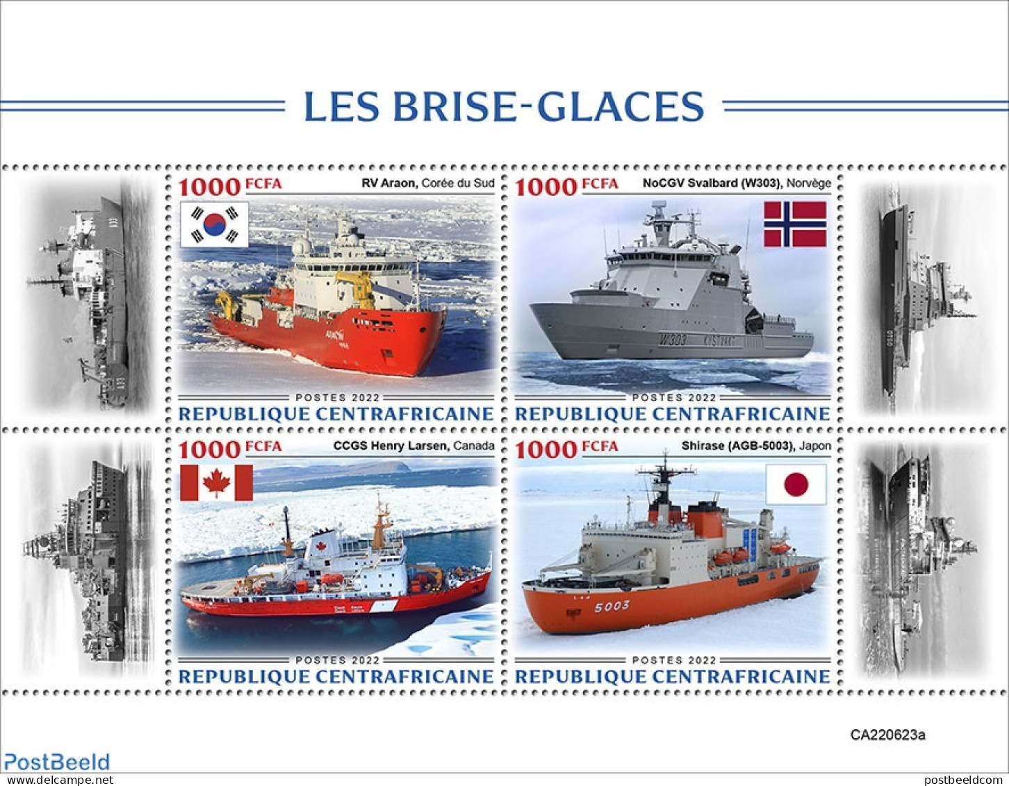 Central Africa 2022 Icebreakers , Mint NH, History - Sport - Transport - Flags - Mountains & Mountain Climbing - Ships.. - Arrampicata