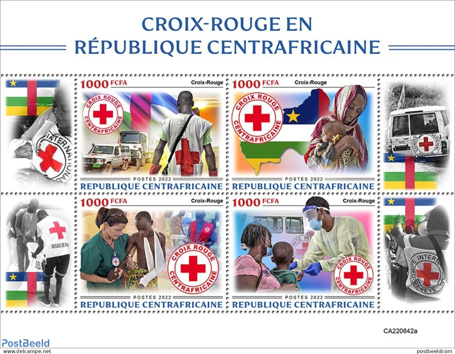 Central Africa 2022 Red Cross, Mint NH, Health - Transport - Red Cross - Rode Kruis