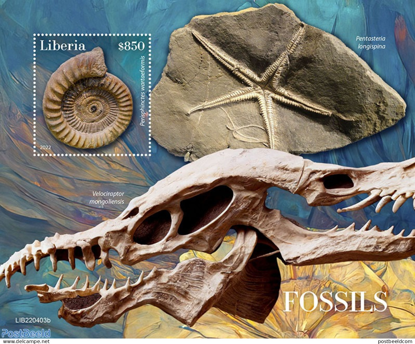 Liberia 2022 Fossils, Mint NH, Nature - Prehistoric Animals - Prehistory - Préhistoriques