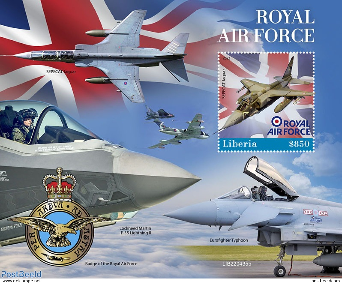 Liberia 2022 Royal Air Force, Mint NH, History - Transport - Flags - Aircraft & Aviation - Avions
