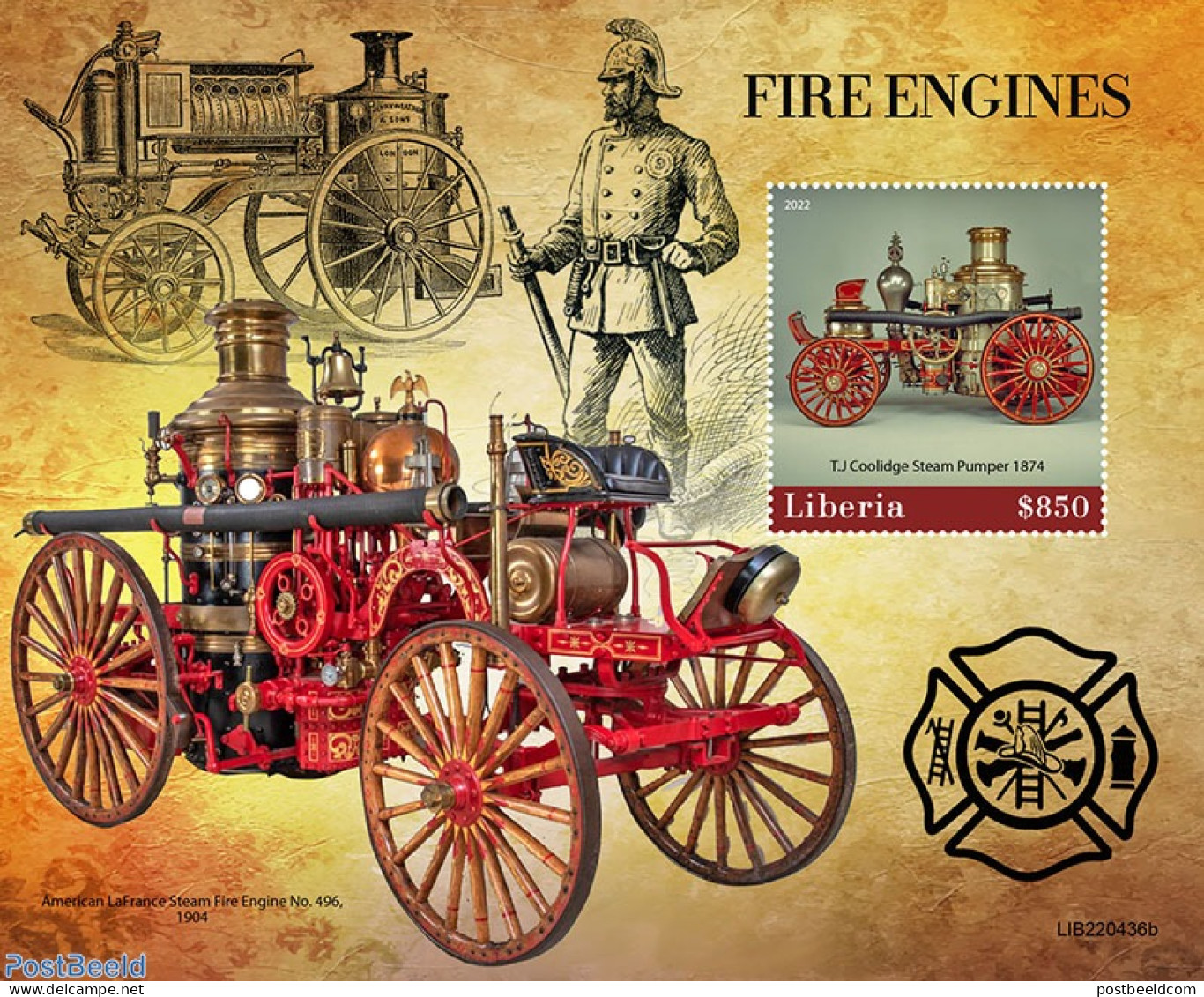Liberia 2022 Fire Engines, Mint NH, Transport - Fire Fighters & Prevention - Sapeurs-Pompiers