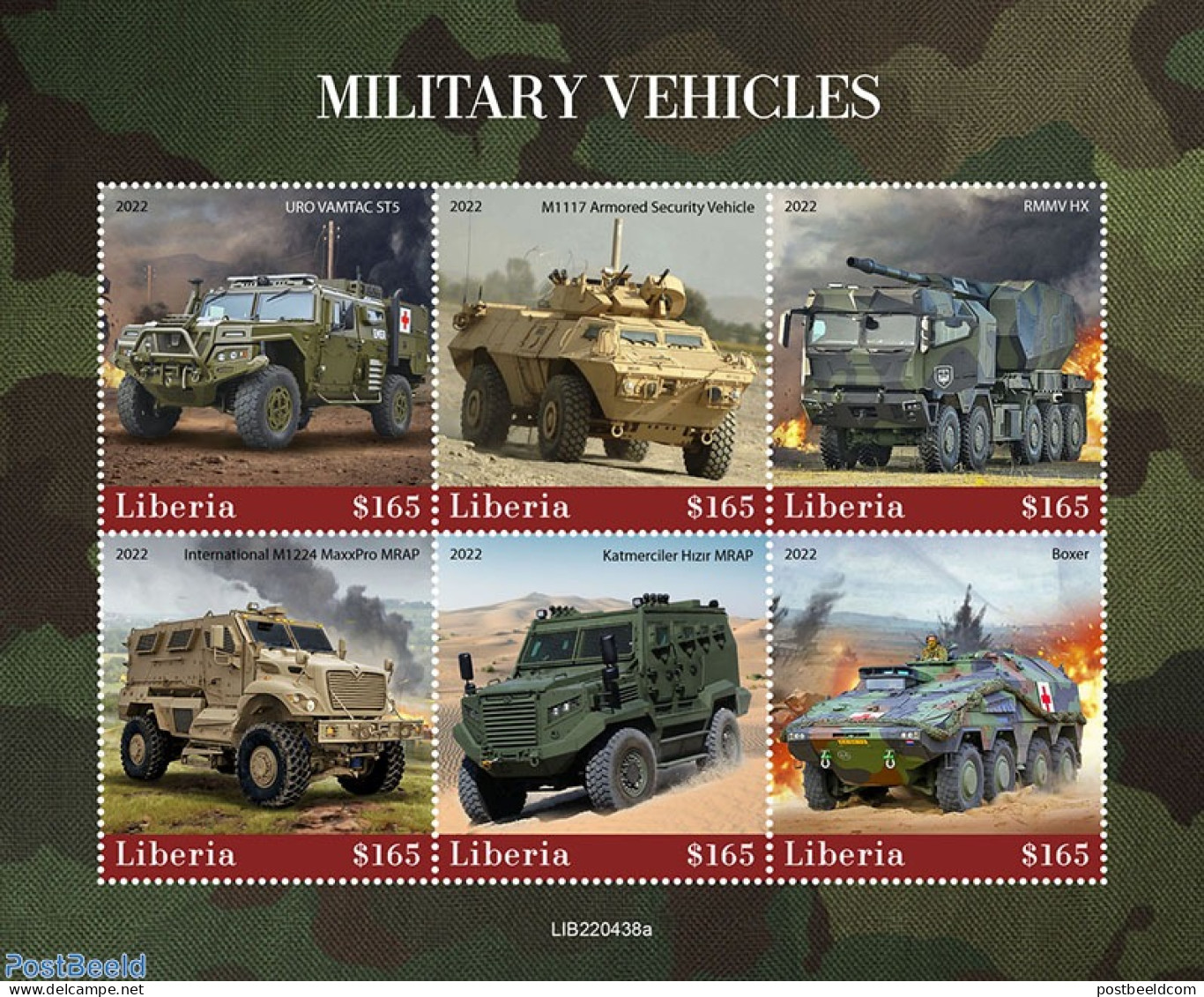 Liberia 2022 Military Vehicles, Mint NH, Transport - Automobiles - Autos