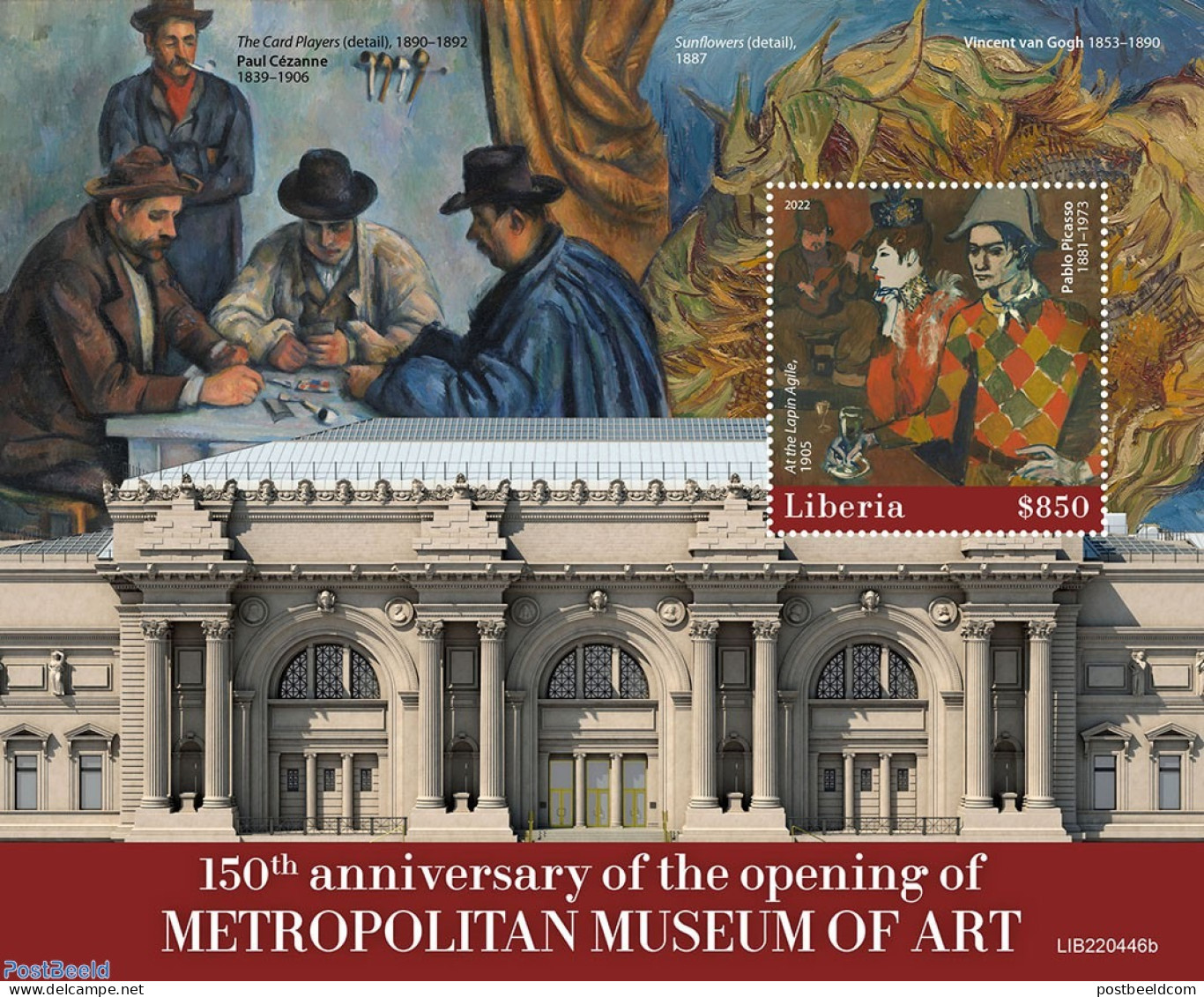 Liberia 2022 150th Anniversary Of The Opening Of Metropolitan Museum Of Art, Mint NH, Art - Museums - Pablo Picasso - .. - Musées