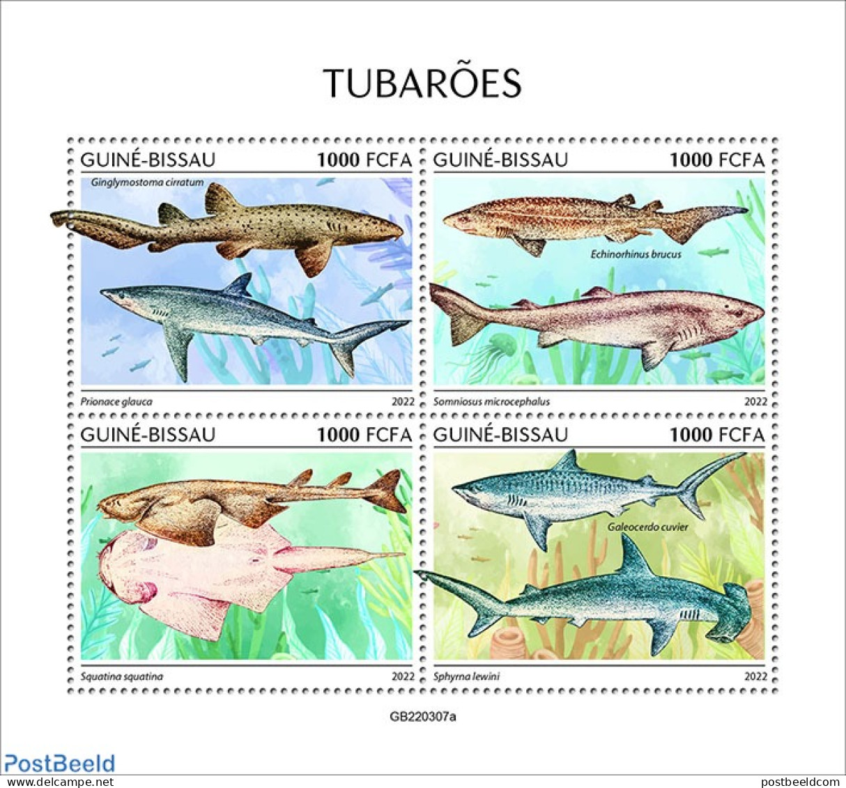 Guinea Bissau 2022 Sharks, Mint NH, Nature - Fish - Sharks - Fishes