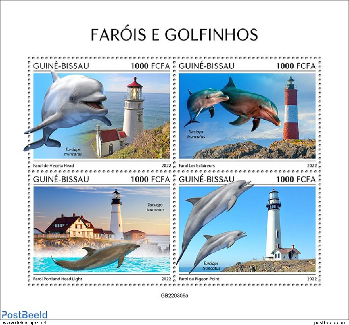 Guinea Bissau 2022 Lighthouses And Dolphins, Mint NH, Nature - Various - Sea Mammals - Lighthouses & Safety At Sea - Fari