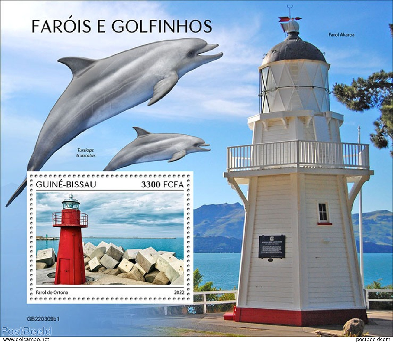 Guinea Bissau 2022 Lighthouses And Dolphins, Mint NH, Nature - Various - Sea Mammals - Lighthouses & Safety At Sea - Vuurtorens