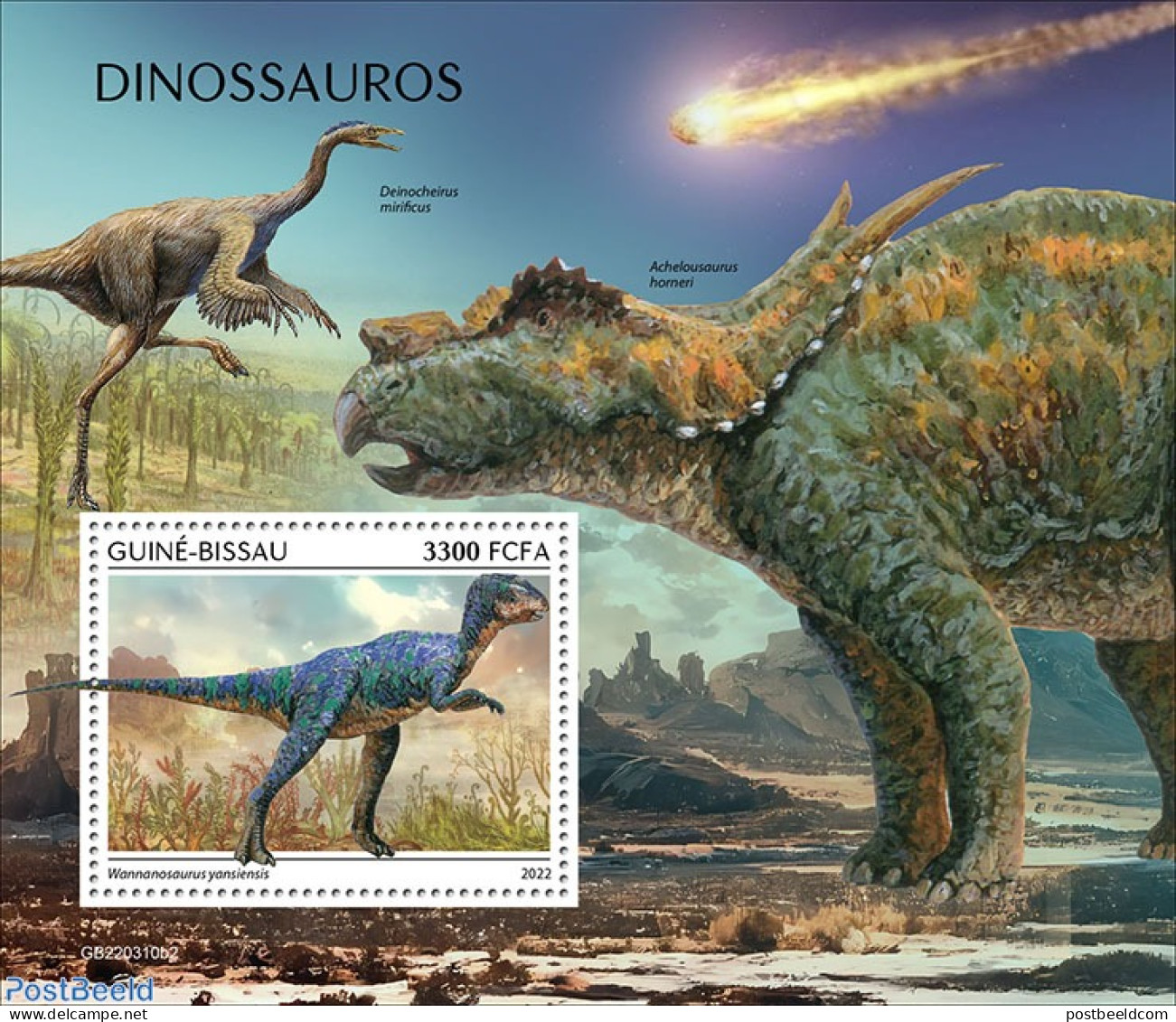 Guinea Bissau 2022 Dinosaurs, Mint NH, Nature - Prehistoric Animals - Préhistoriques