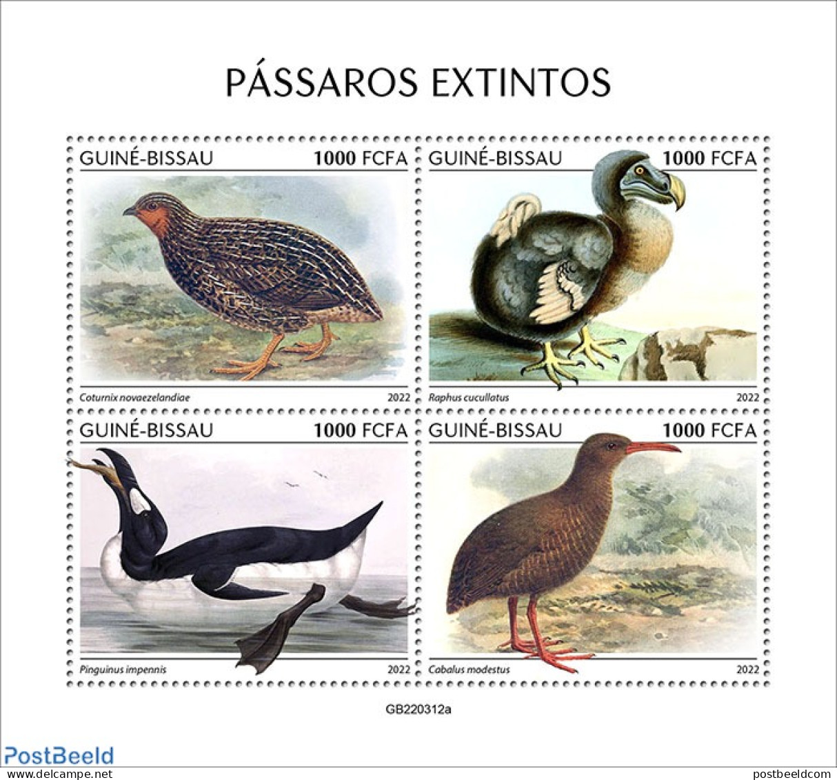 Guinea Bissau 2022 Extinct Birds, Mint NH, Nature - Birds - Guinea-Bissau