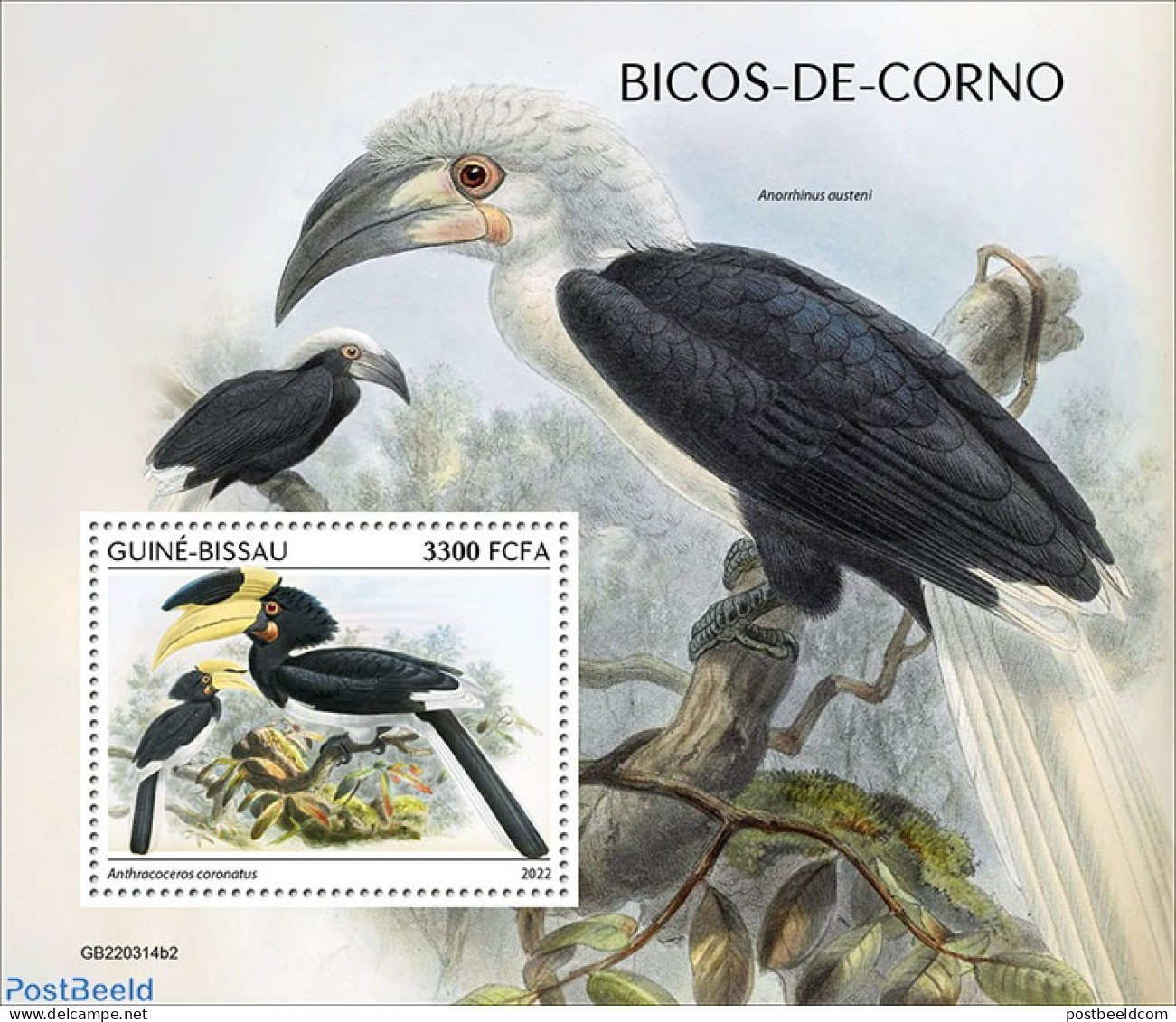 Guinea Bissau 2022 Hornbills, Mint NH, Nature - Birds - Guinea-Bissau